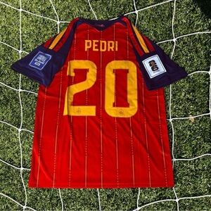 adidas Men’s Red & Yellow Pedri #20 Soccer Jersey